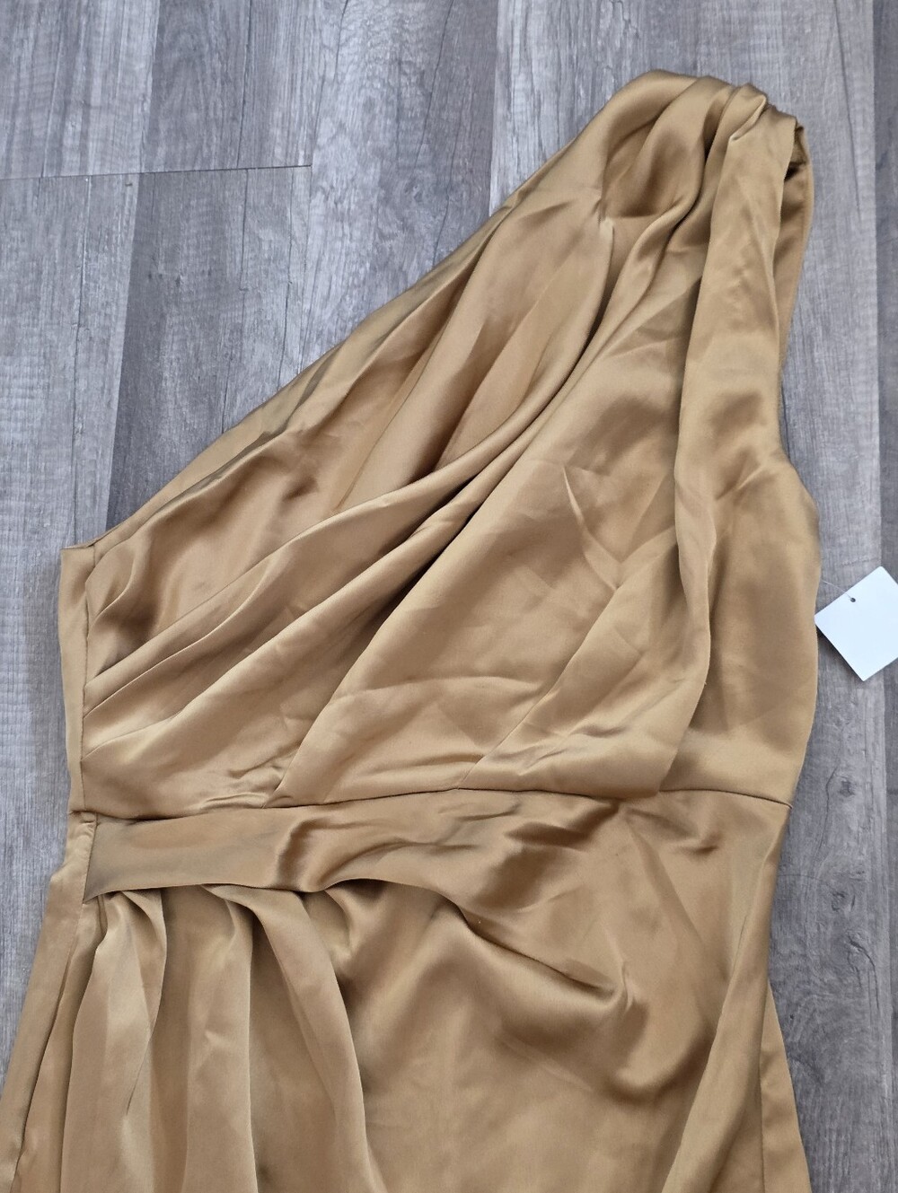 PETAL PUP GOLD NADIA SATIN One-Shoulder Gold Satin Evening Dress Maxi Queen - Picture 8 of 15